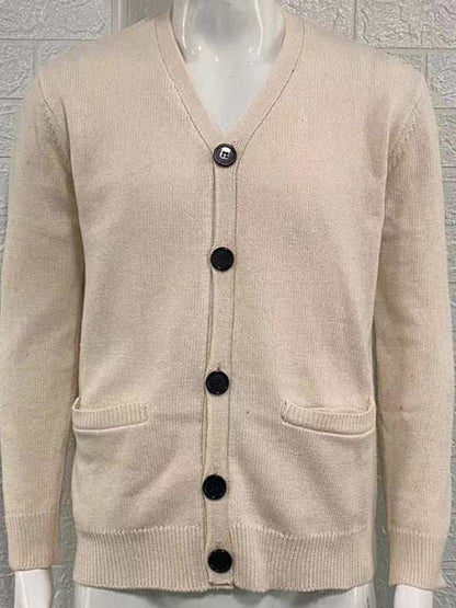 Stylish Men's V-Neck Slim Fit Long Sleeve Cardigan for Casual Spring Outings - MENLL