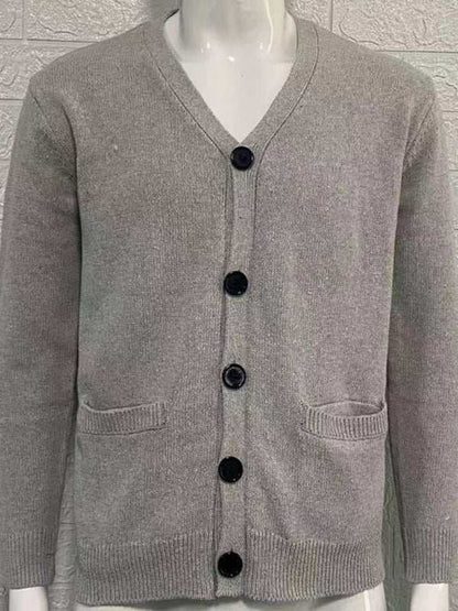 Stylish Men's V-Neck Slim Fit Long Sleeve Cardigan for Casual Spring Outings - MENLL