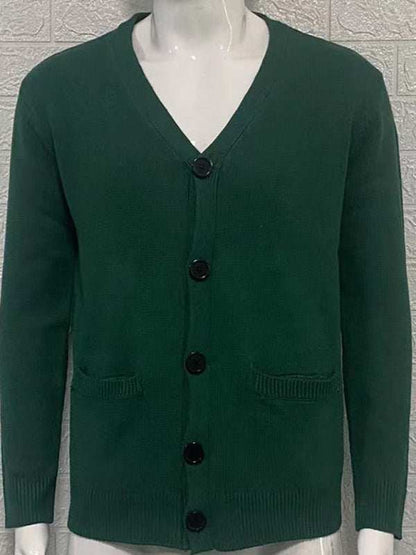 Stylish Men's V-Neck Slim Fit Long Sleeve Cardigan for Casual Spring Outings - MENLL