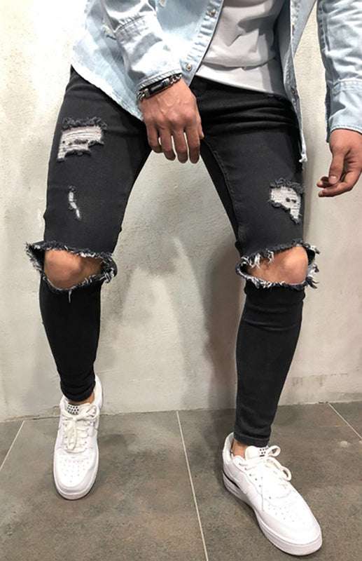 Ultimate Street Chic: Men's All-Season Slim-Fit Elastic Denim Jeans - MENLL