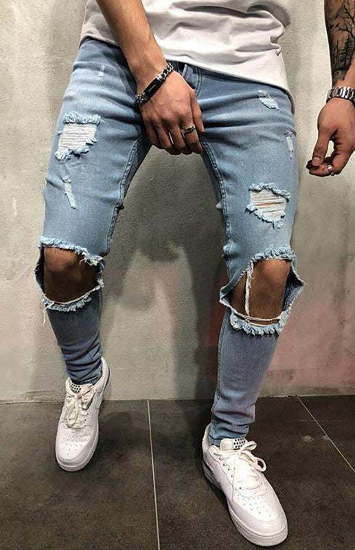 Ultimate Street Chic: Men's All-Season Slim-Fit Elastic Denim Jeans - MENLL