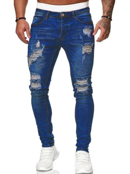 Premium Men's Ripped Slim Fit Jeans - Casual Chic for Every Occasion