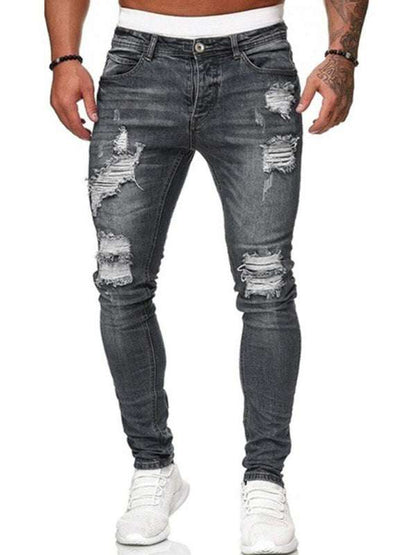 Premium Men's Ripped Slim Fit Jeans - Casual Chic for Every Occasion