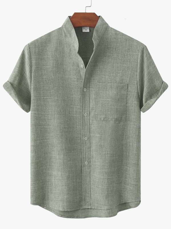 Effortlessly Stylish Men's Short-Sleeved Cotton-Linen Shirt for Spring & Summer