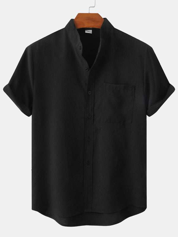 Effortlessly Stylish Men's Short-Sleeved Cotton-Linen Shirt for Spring & Summer