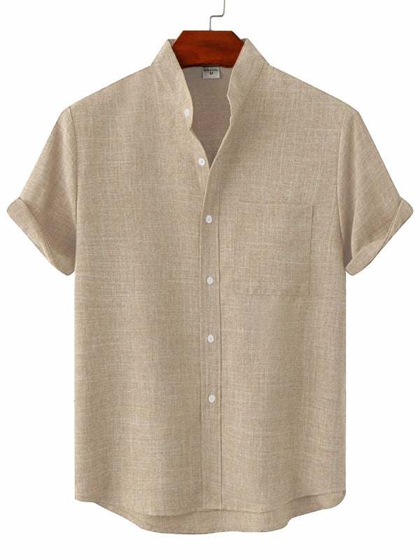 Effortlessly Stylish Men's Short-Sleeved Cotton-Linen Shirt for Spring & Summer