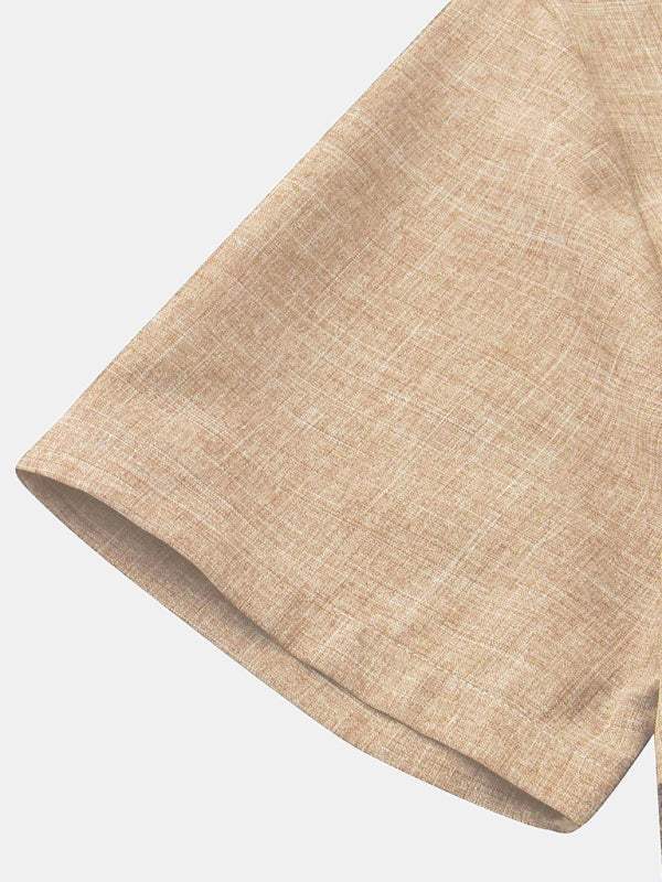 Effortlessly Stylish Men's Short-Sleeved Cotton-Linen Shirt for Spring & Summer