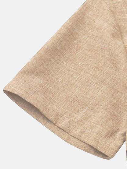 Effortlessly Stylish Men's Short-Sleeved Cotton-Linen Shirt for Spring & Summer