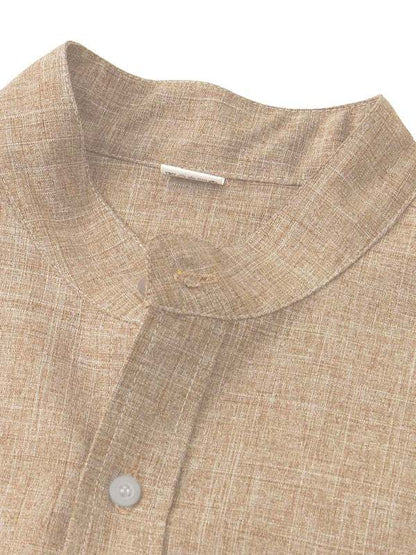 Effortlessly Stylish Men's Short-Sleeved Cotton-Linen Shirt for Spring & Summer