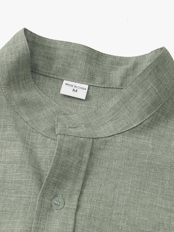 Effortlessly Stylish Men's Short-Sleeved Cotton-Linen Shirt for Spring & Summer