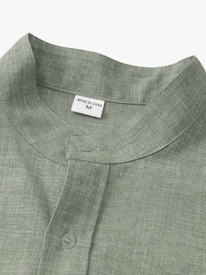Effortlessly Stylish Men's Short-Sleeved Cotton-Linen Shirt for Spring & Summer