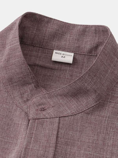 Effortlessly Stylish Men's Short-Sleeved Cotton-Linen Shirt for Spring & Summer