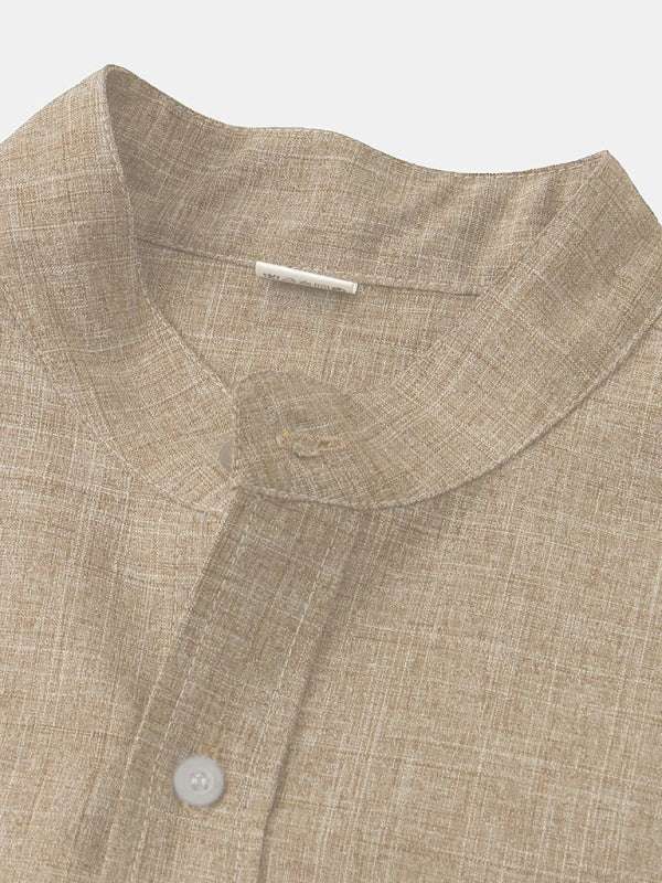 Effortlessly Stylish Men's Short-Sleeved Cotton-Linen Shirt for Spring & Summer