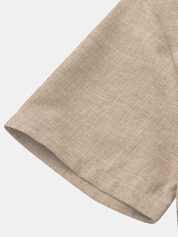 Effortlessly Stylish Men's Short-Sleeved Cotton-Linen Shirt for Spring & Summer