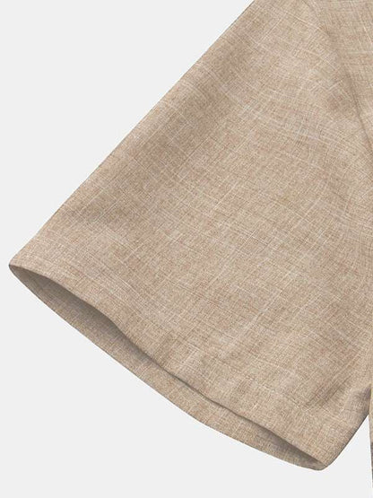 Effortlessly Stylish Men's Short-Sleeved Cotton-Linen Shirt for Spring & Summer