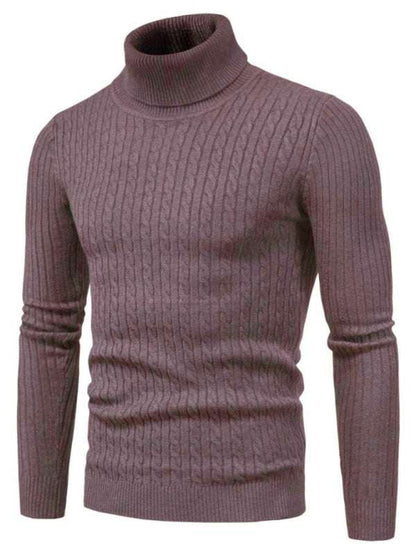 Men's knitted turtleneck slim fit sweater in autumn-winter design.