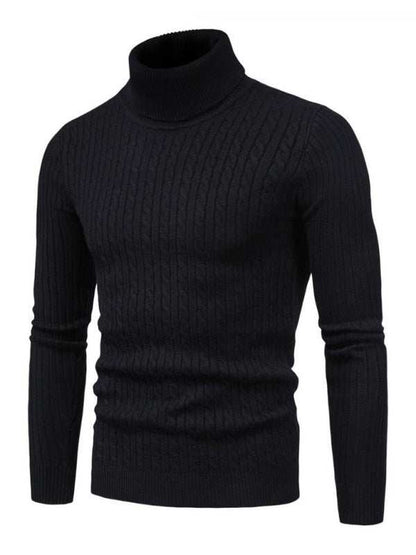 Slim Fit Men's Knitted Turtleneck Sweater – Casual Comfort for Autumn-Winter