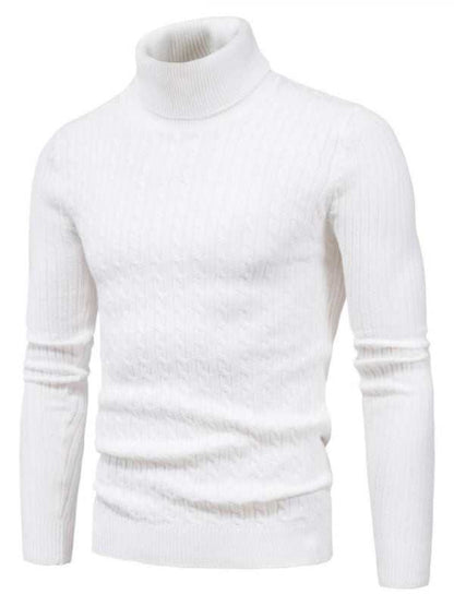 Slim Fit Men's Knitted Turtleneck Sweater – Casual Comfort for Autumn-Winter