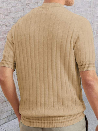 Slim Fit Short-Sleeve Knit Polo Sweater for Men - Perfect for Spring & Summer - MENLL