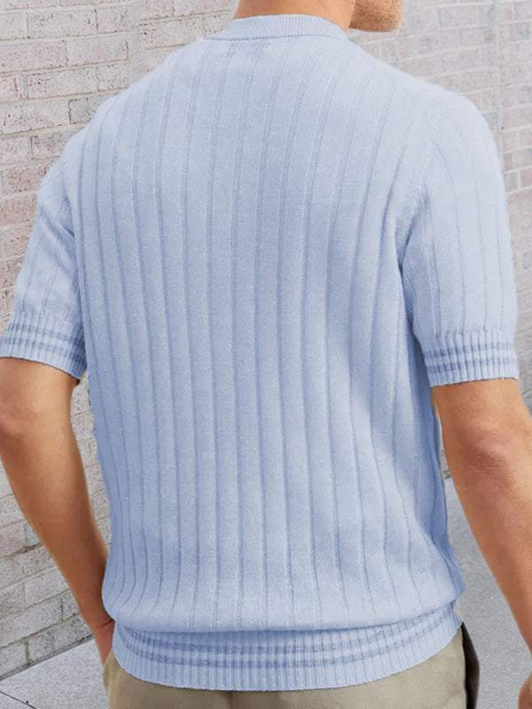 Slim Fit Short-Sleeve Knit Polo Sweater for Men - Perfect for Spring & Summer - MENLL