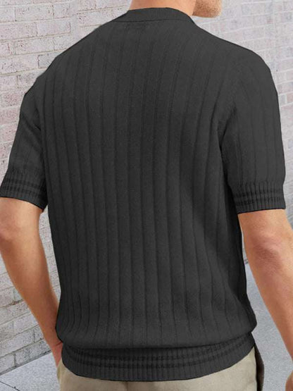 Slim Fit Short-Sleeve Knit Polo Sweater for Men - Perfect for Spring & Summer - MENLL