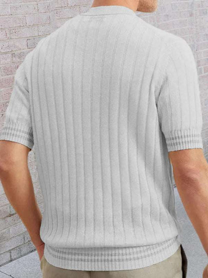 Slim Fit Short-Sleeve Knit Polo Sweater for Men - Perfect for Spring & Summer - MENLL