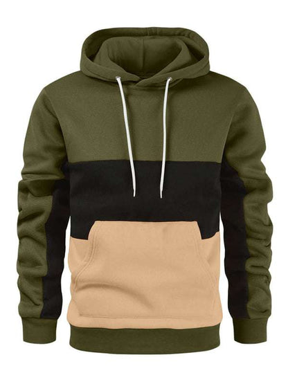 Stylish Men's Color Block Hoodie Sweatshirt - Comfortable Long Sleeve Design for Every Occasion - MENLL
