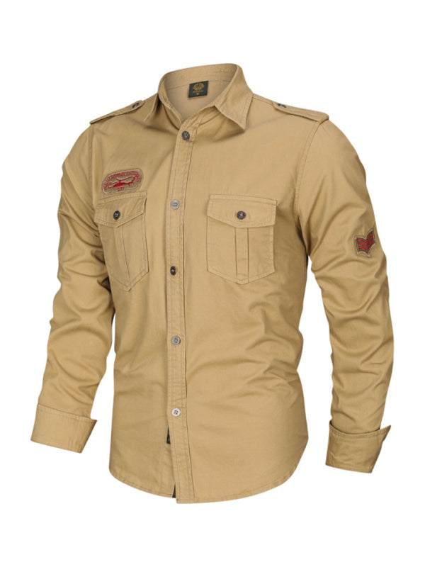 Urban Adventure Men's Cotton Military Long Sleeve Shirt - MENLL