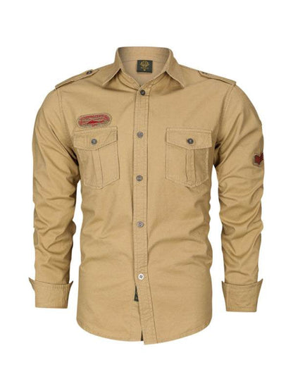 Urban Adventure Men's Cotton Military Long Sleeve Shirt - MENLL