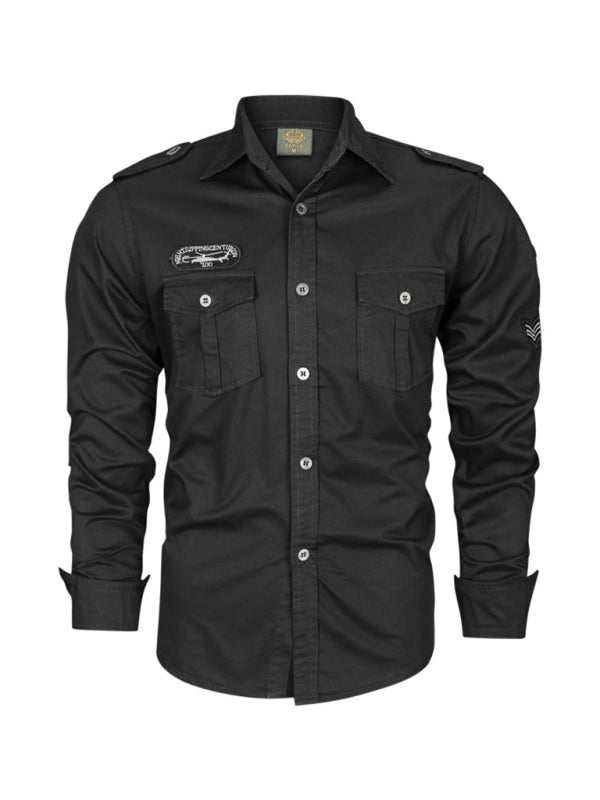 Urban Adventure Men's Cotton Military Long Sleeve Shirt - MENLL