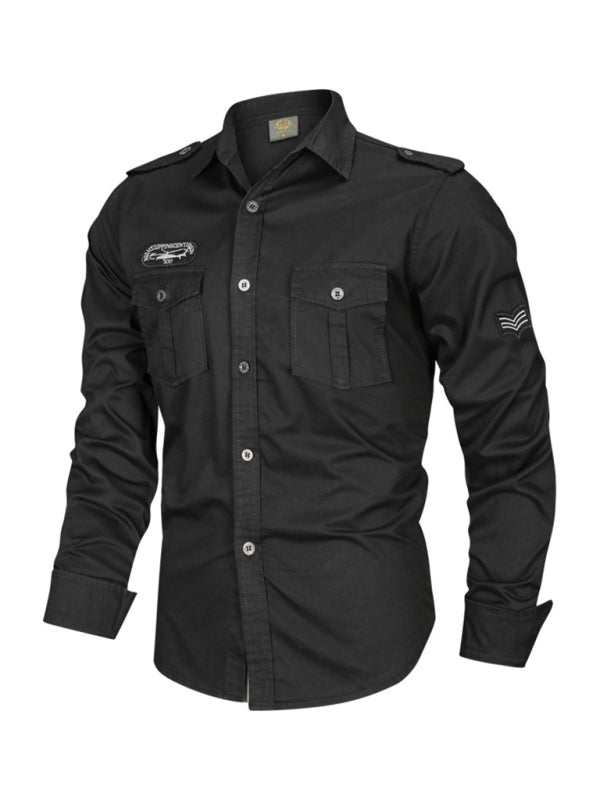 Urban Adventure Men's Cotton Military Long Sleeve Shirt - MENLL