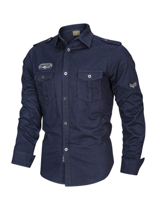 Urban Adventure Men's Cotton Military Long Sleeve Shirt - MENLL