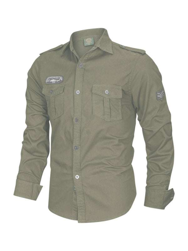 Urban Adventure Men's Cotton Military Long Sleeve Shirt - MENLL