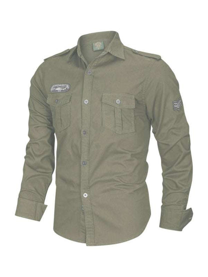 Urban Adventure Men's Cotton Military Long Sleeve Shirt - MENLL