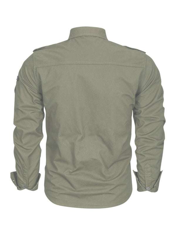 Urban Adventure Men's Cotton Military Long Sleeve Shirt - MENLL