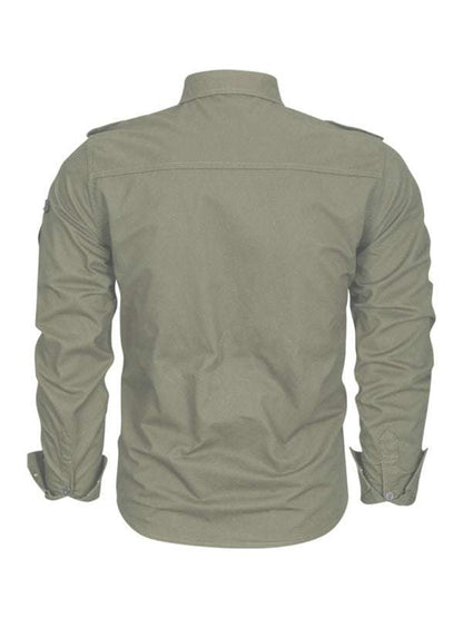 Urban Adventure Men's Cotton Military Long Sleeve Shirt - MENLL