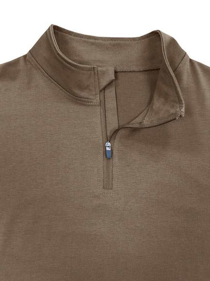 Men's Stylish Long Sleeve Zip Polo Shirt with Stand Collar - Versatile Elegance for Every Season - MENLL