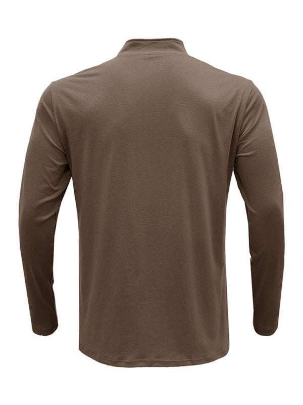 Men's Stylish Long Sleeve Zip Polo Shirt with Stand Collar - Versatile Elegance for Every Season - MENLL