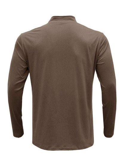 Men's Stylish Long Sleeve Zip Polo Shirt with Stand Collar - Versatile Elegance for Every Season - MENLL