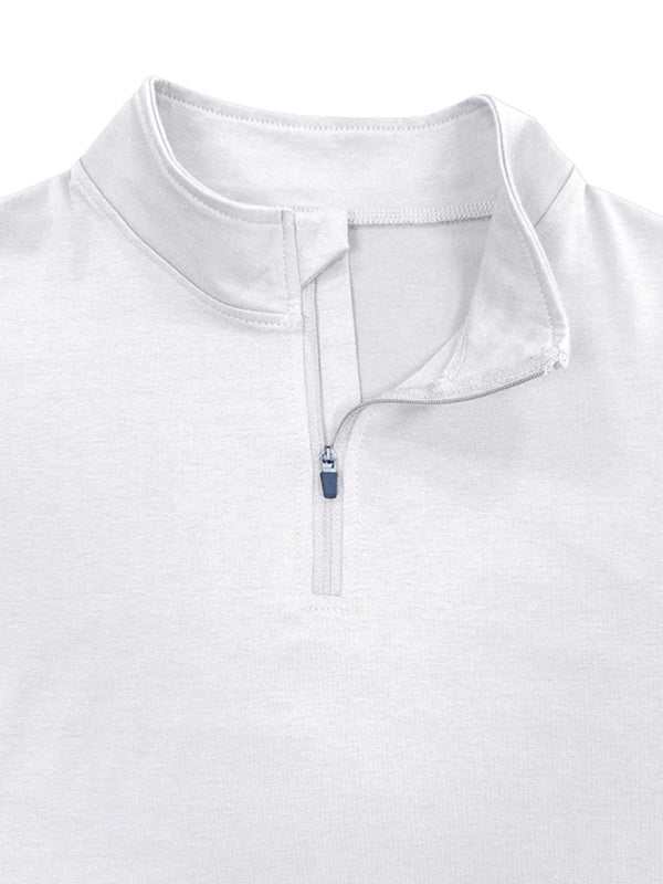 Men's Stylish Long Sleeve Zip Polo Shirt with Stand Collar - Versatile Elegance for Every Season - MENLL