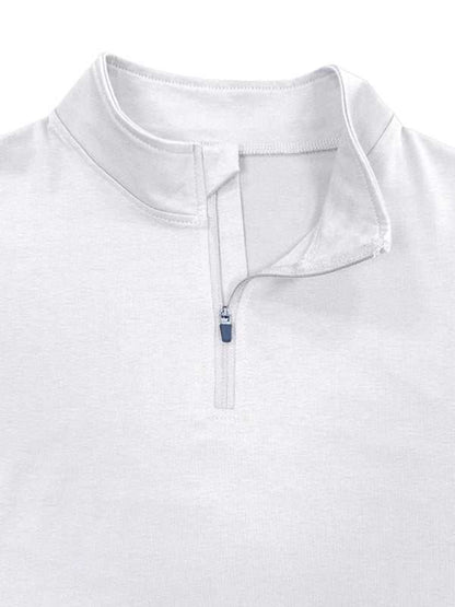 Men's Stylish Long Sleeve Zip Polo Shirt with Stand Collar - Versatile Elegance for Every Season - MENLL