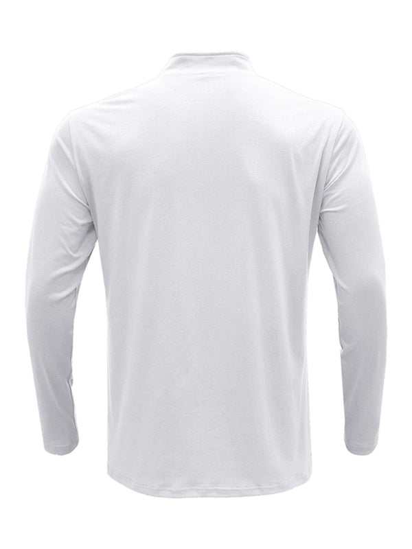 Men's Stylish Long Sleeve Zip Polo Shirt with Stand Collar - Versatile Elegance for Every Season - MENLL