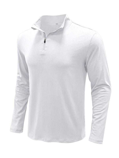 Men's Stylish Long Sleeve Zip Polo Shirt with Stand Collar - Versatile Elegance for Every Season - MENLL