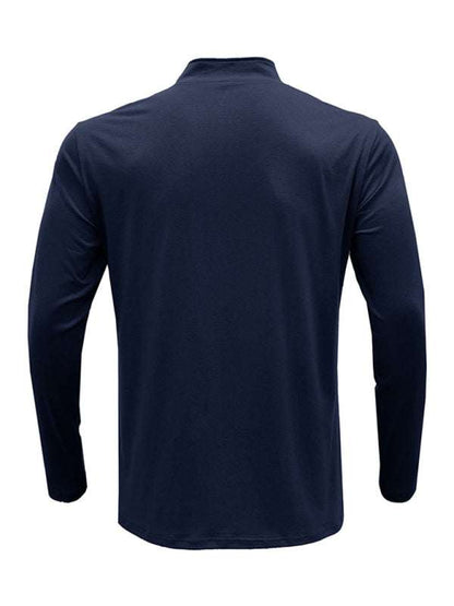 Men's Stylish Long Sleeve Zip Polo Shirt with Stand Collar - Versatile Elegance for Every Season - MENLL