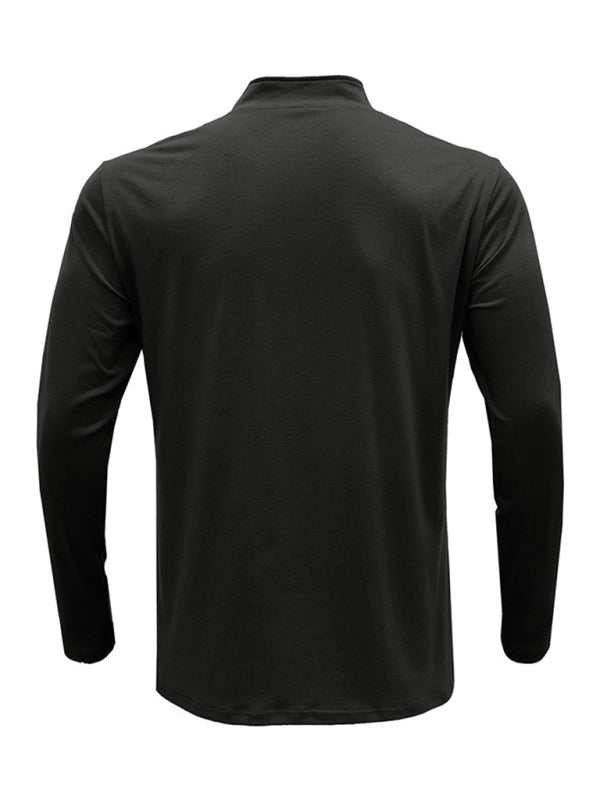 Men's Stylish Long Sleeve Zip Polo Shirt with Stand Collar - Versatile Elegance for Every Season - MENLL