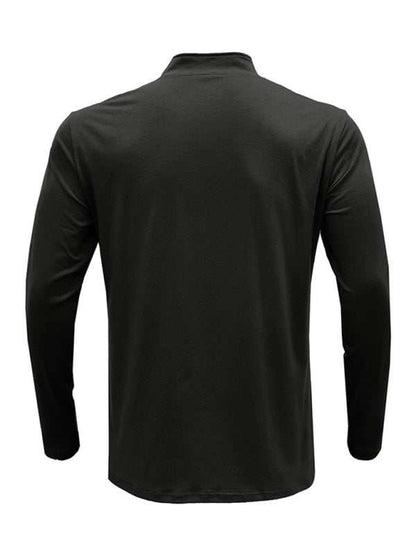 Men's Stylish Long Sleeve Zip Polo Shirt with Stand Collar - Versatile Elegance for Every Season - MENLL