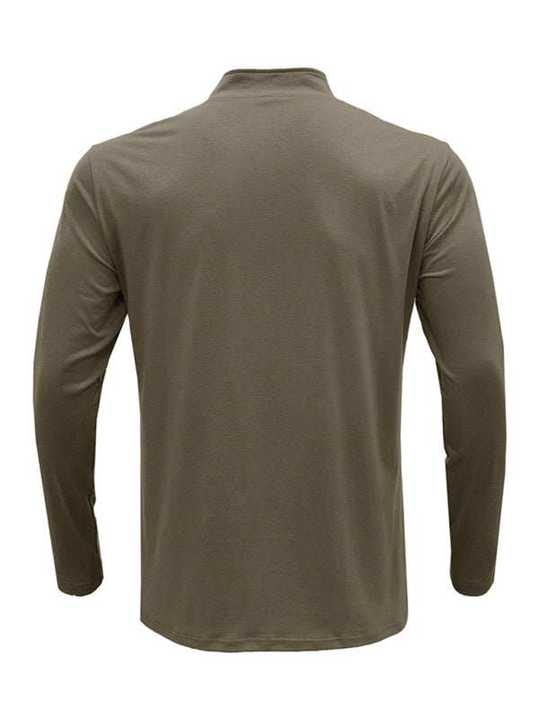 Men's Stylish Long Sleeve Zip Polo Shirt with Stand Collar - Versatile Elegance for Every Season - MENLL