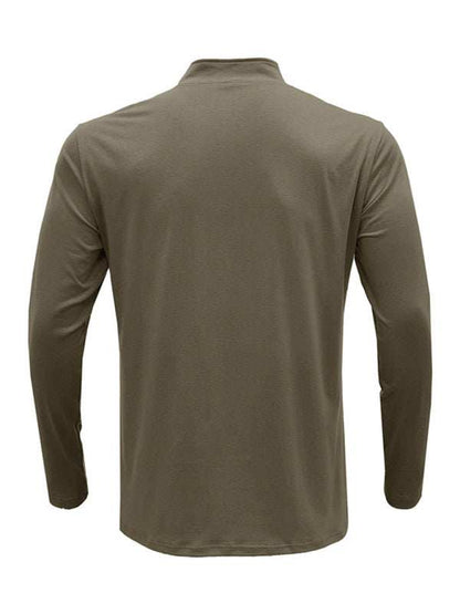 Men's Stylish Long Sleeve Zip Polo Shirt with Stand Collar - Versatile Elegance for Every Season - MENLL