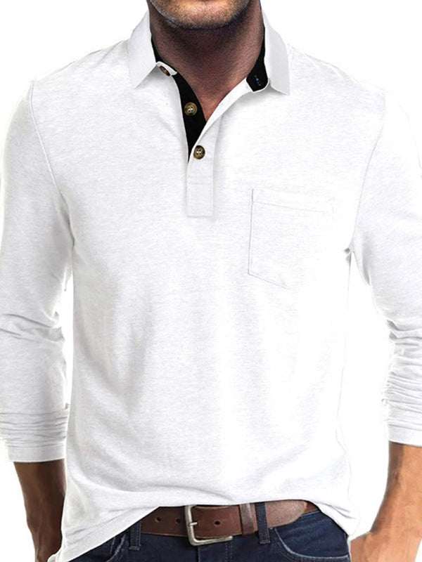 Stylish Men's Long Sleeve Lapel Polo Shirt for All Seasons - MENLL