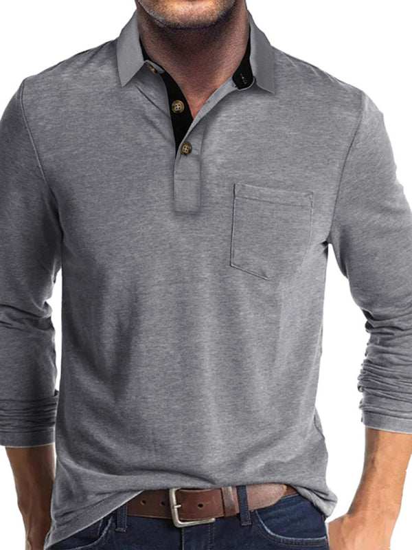 Stylish Men's Long Sleeve Lapel Polo Shirt for All Seasons - MENLL